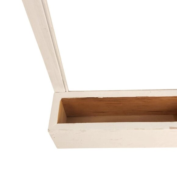 White Wooden Wall-Mounted Planter Frame With Rectangular Box For Indoor/Outdoor - Picture 13 of 14